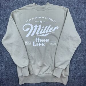 Miller High Life Sweatshirt Men XS Beige Champagne of Beers Brewery Pullover